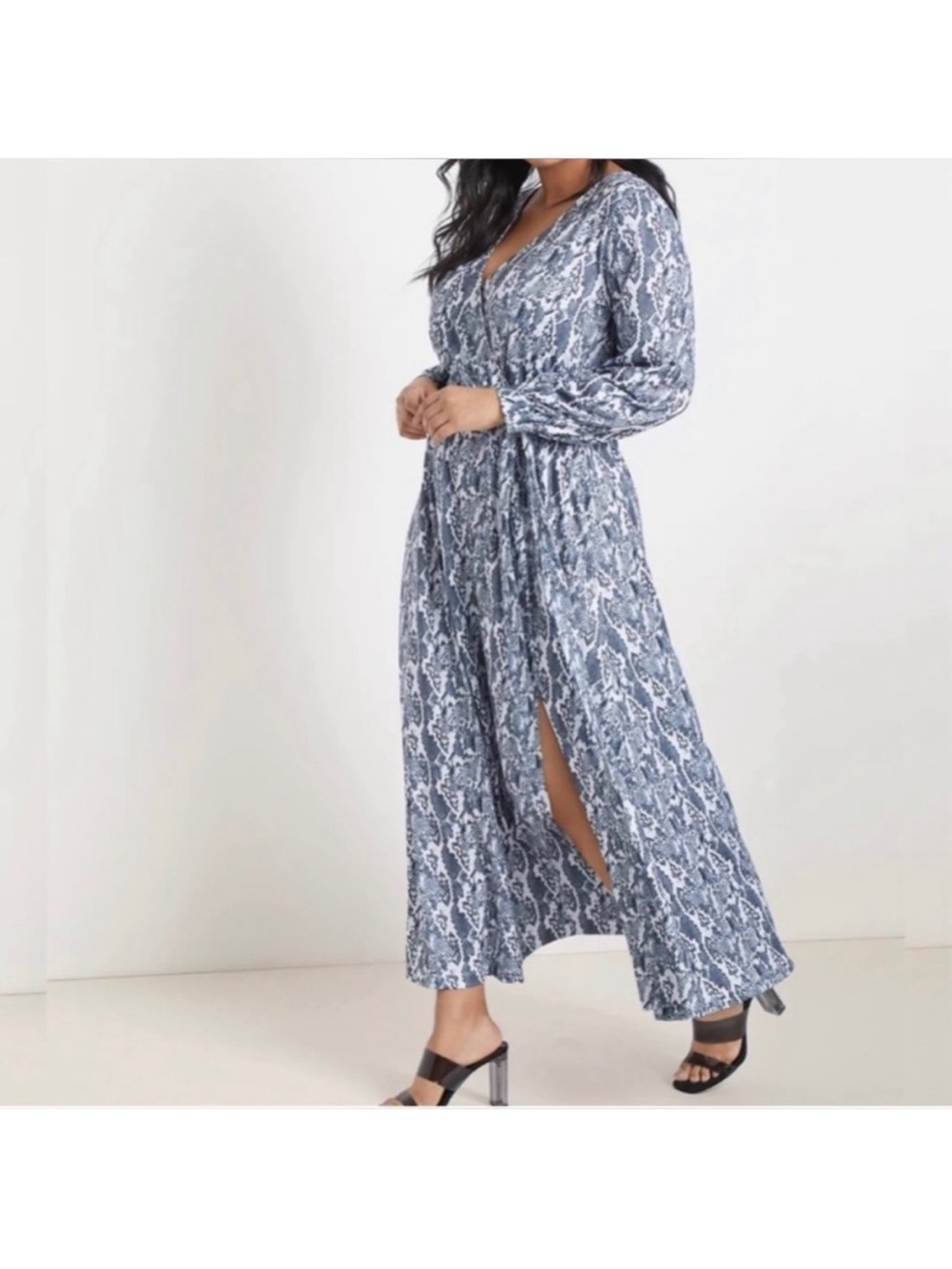 Eloquii Snakeskin Wrap Maxi Dress Size 16 NWT Animal Print